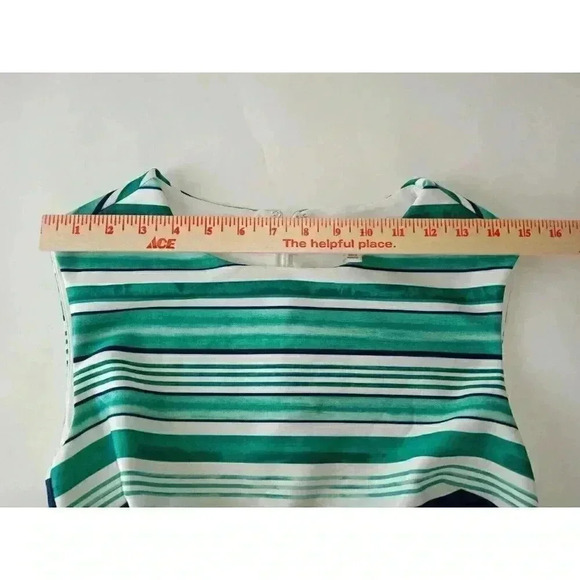 Eva Mendes Career Work Dress Blue Green White Striped Size XS - Picture 4 of 11